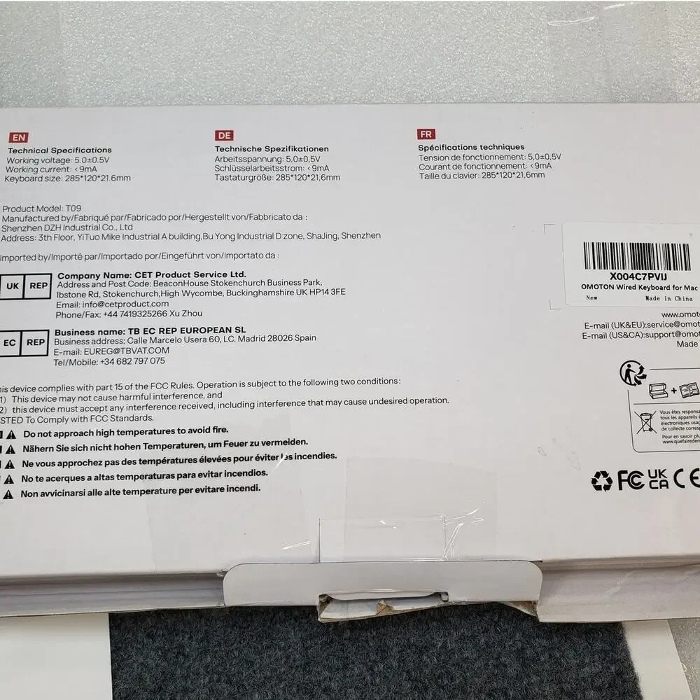 Wired Keyboard. Slim Silver. USBC/USB Connect. KB066-A Omoton. Ergonomic